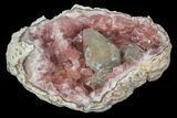 Pink Amethyst Geode Section with Calcite - Argentina #113335-1